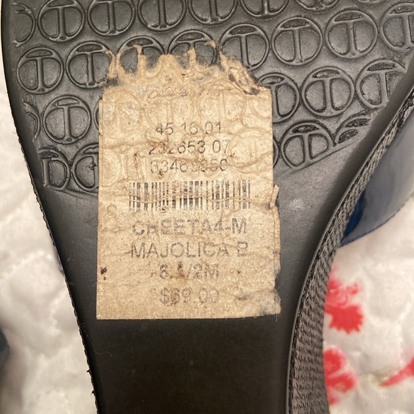 Talbots Sandals Dark Royal Blue Patent Leather Wedge Slip On WM SZ 8 1/2M - Picture 10 of 13